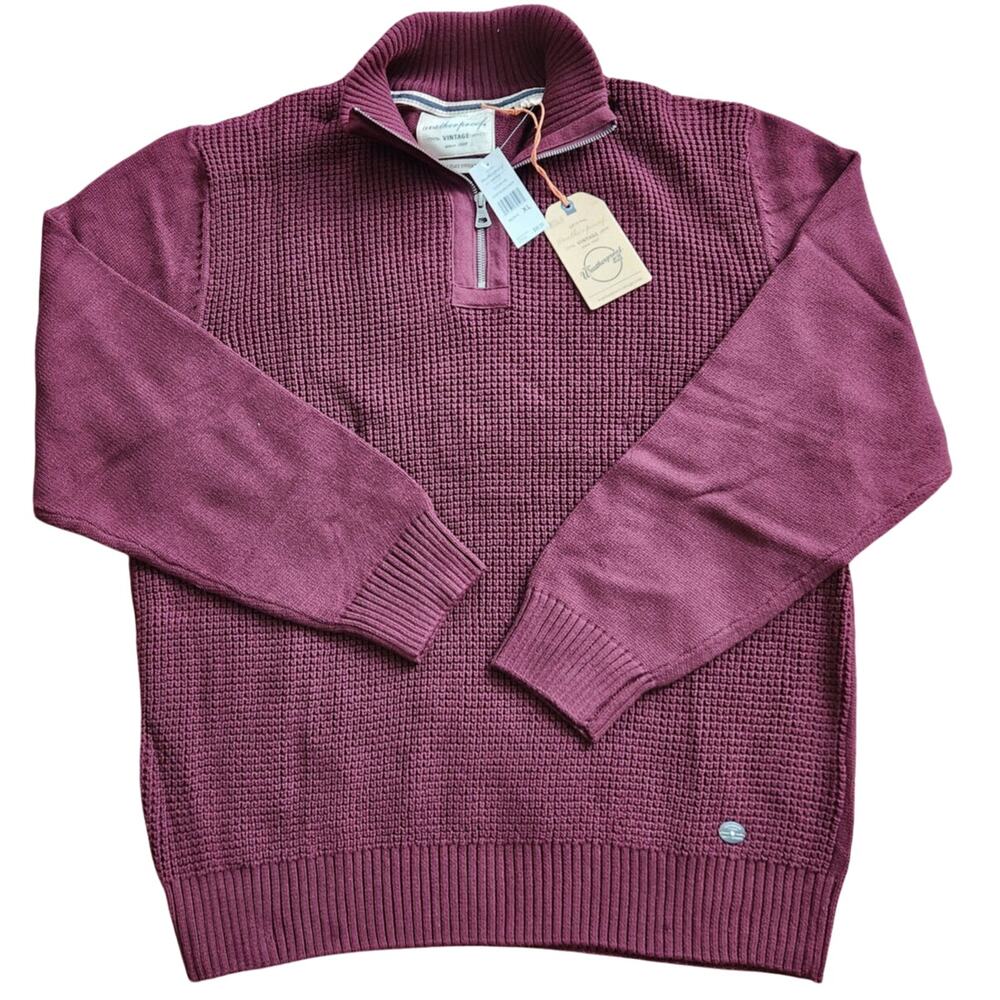 NWT WEATHERPROOF VINTAGE HOLIDAY SWEATER SIZE XL BURGUNDY